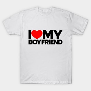 I Love My Boyfriend Red Hearts Love Couple T-Shirt